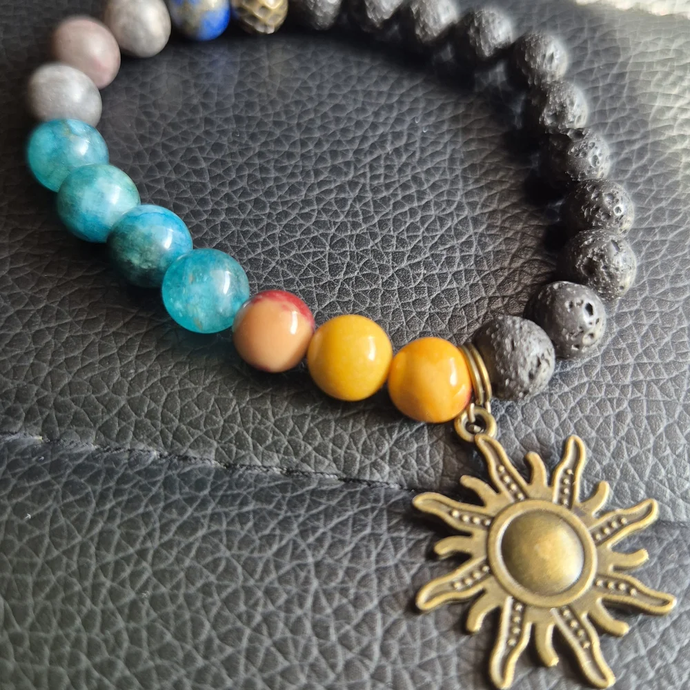 Dark/Sunny Days Black Lava Handmade Braclet! - Picture 4 of 10